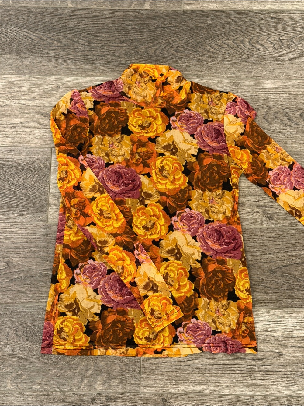 Jane and Delancey • Floral Mock Neck Long-Sleeve Top with Sheer Sleeves